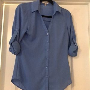 Light blue Express button down 3/4 sleeve blouse